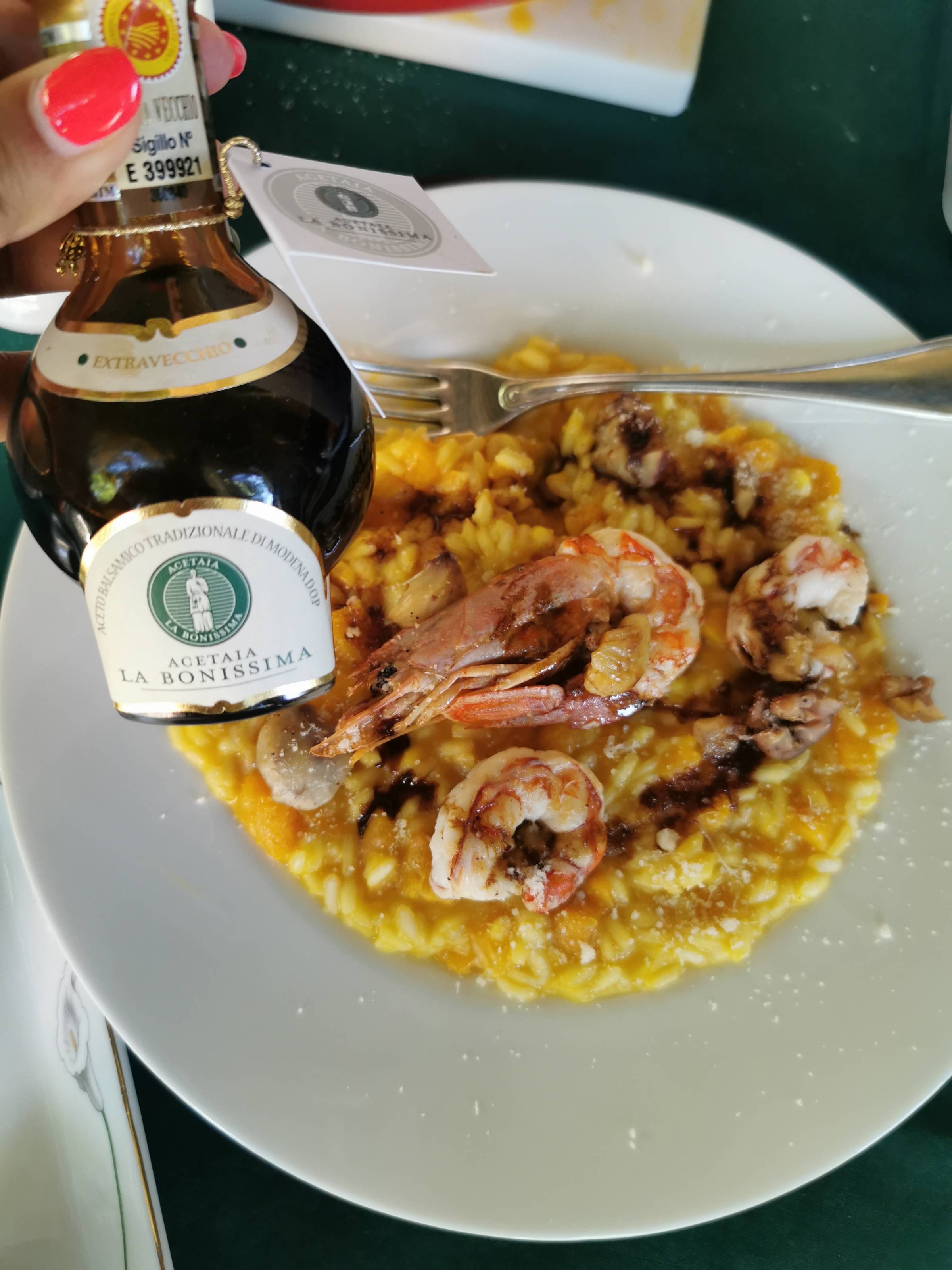 Pumpkin and Prawn Risotto with Balsamic Vinegar